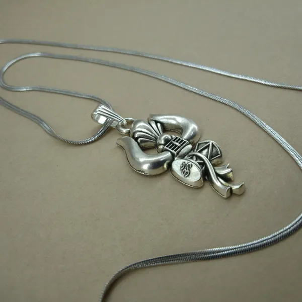 Lord_Shiva'S_Trishul_Damru_Pendant_Necklace_For_Women_Stainless_Steel_Anti_Tarnish_Oxidised_Silver_Finish_Mahadev_Locket_With_Snake_Chain_Antique_Spiritual_Devotional_Jewellery_Religious_Gift