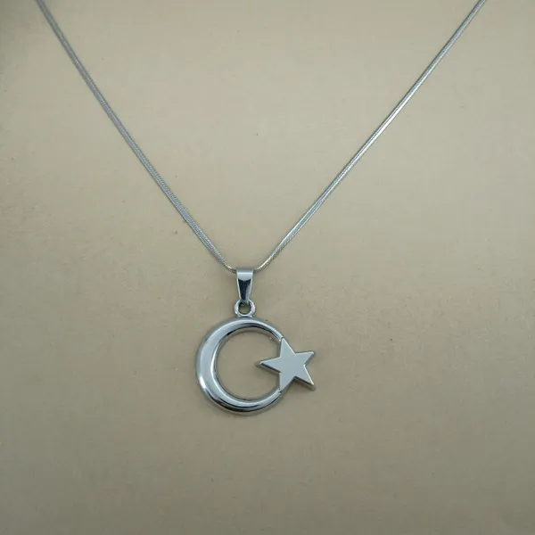 Anti_Tarnish_Stainless_Steel_Star_And_Crescent_Moon_Pendant_Necklace_For_Women_/_Girls