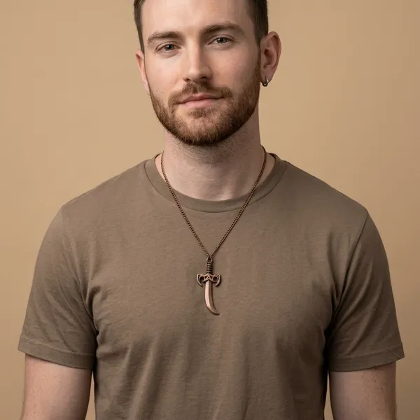 Antique_Bronze_Curved_Sword_Pendant_Necklace_And_Matching_Keychain_For_Men_And_Boys_Anti_Tarnish_Set