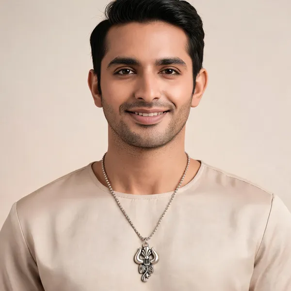 Silver_Stainless_Steel_Oxidised_Trishul_Damaru_Pendant_Necklace_For_Men