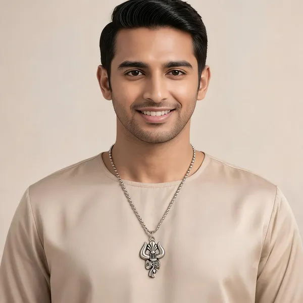 Silver_Stainless_Steel_Oxidised_Trishul_Damaru_Pendant_Necklace_For_Men