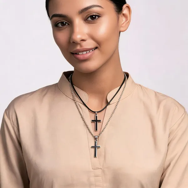 Silver_Black_Stainless_Steel_Plain_Enamel_Cross_Pendant_Necklace_Combo_For_Unisex