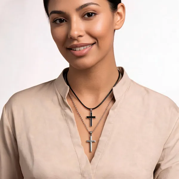 Silver_Black_Stainless_Steel_Plain_Enamel_Cross_Pendant_Necklace_Combo_For_Unisex