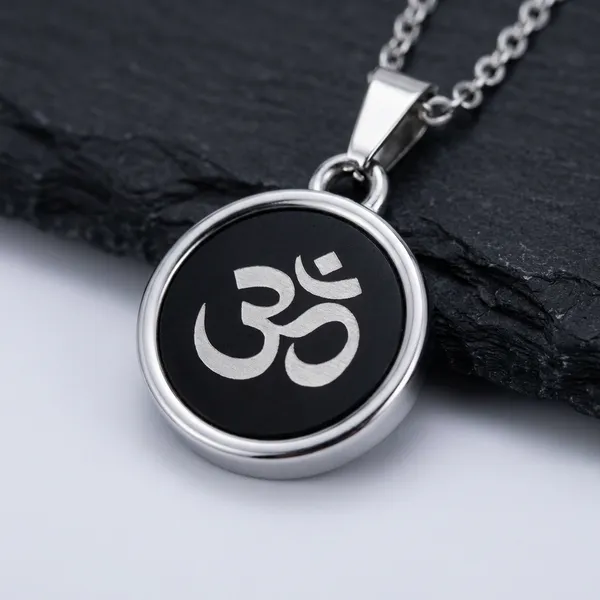 Black_Stainless_Steel_Om_Glass_Dome_Pendant_Necklace_For_Men