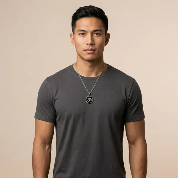 Black_Stainless_Steel_Om_Glass_Dome_Pendant_Necklace_For_Men