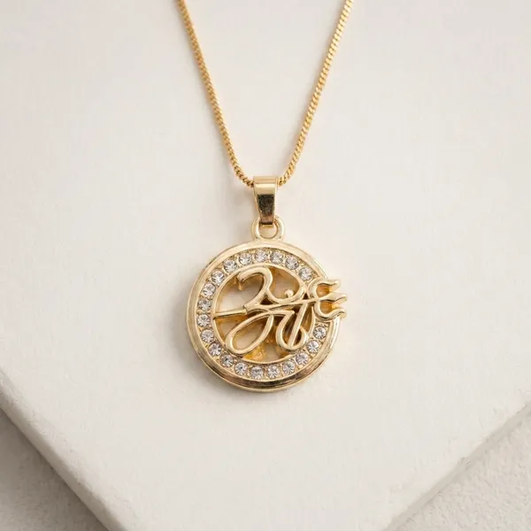 Stainless_Steel_Gold_Plated_Cz_Om_Trishul_Maa_Round_Pendant_For_Men