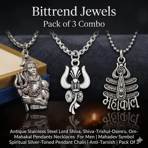 Stainless_Steel_Oxidised_Silver_Shiva_Trishul_Mahakal_Pendant_Combo_For_Men