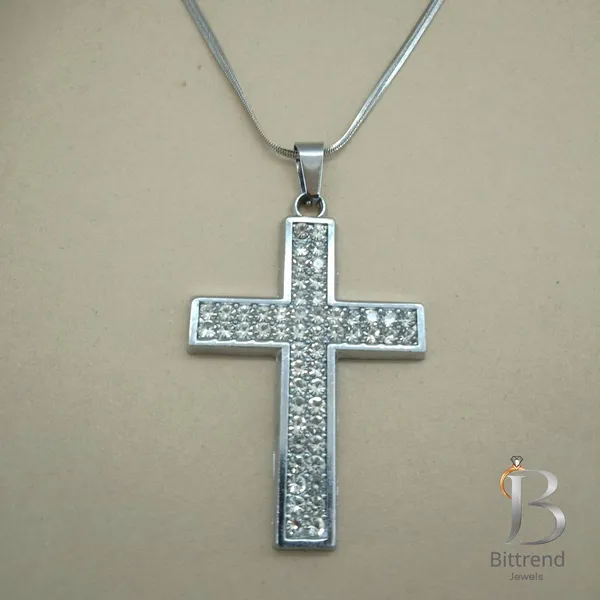 Anti_Tarnish_Stainless_Steel_Cz_Crystal_Cross_Pendant_Necklace_For_Women_Silver_Tone_Cubic_Zirconia_Stone_Set_Christian_Cross_With_Snake_Chain