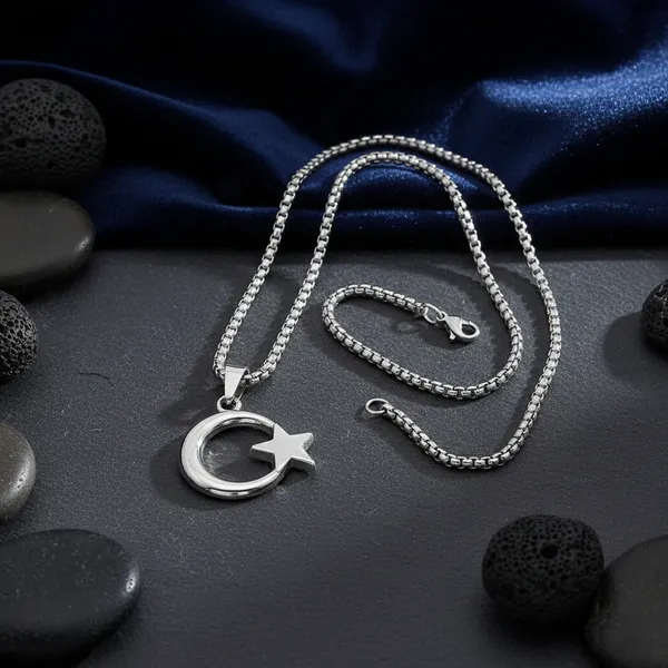 Anti_Tarnish_Stainless_Steel_Star_And_Crescent_Moon_Pendant_Necklace_With_Box_Chain_For_Men_And_Boys