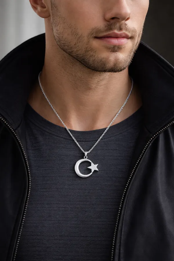 Anti_Tarnish_Stainless_Steel_Star_And_Crescent_Moon_Pendant_Necklace_With_Box_Chain_For_Men_And_Boys