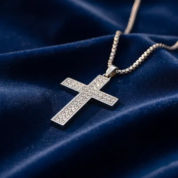 Silver_Stainless_Steel_Crystal_Cross_Pendant_Necklace_For_Men