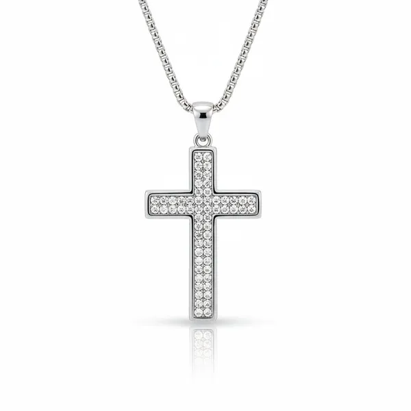 Silver_Stainless_Steel_Crystal_Cross_Pendant_Necklace_For_Men
