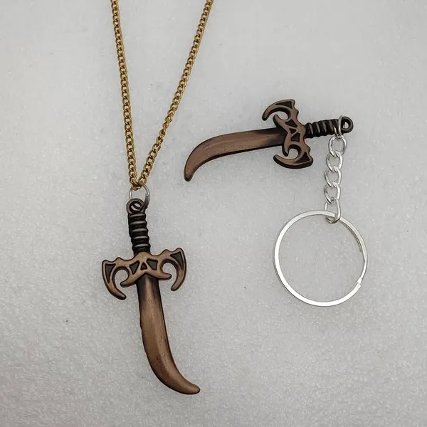 Antique_Bronze_Curved_Sword_Pendant_Necklace_And_Matching_Keychain_For_Men_And_Boys_Anti_Tarnish_Set