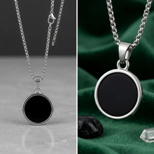 Stainless_Steel_Black_Stone_Circle_Pendant_With_Rolo_Chain_For_Men_Anti_Tarnish_Necklace