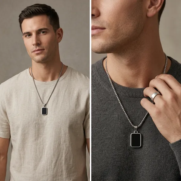 Stainless_Steel_Black_Onyx_Stone_Rectangular_Pendant_With_Rolo_Chain_For_Men_Anti_Tarnish_Necklace
