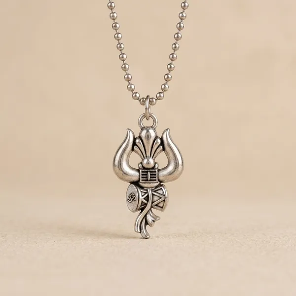 Silver_Stainless_Steel_Oxidised_Trishul_Damaru_Pendant_Necklace_For_Men