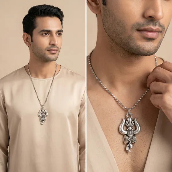 Silver_Stainless_Steel_Oxidised_Trishul_Damaru_Pendant_Necklace_For_Men
