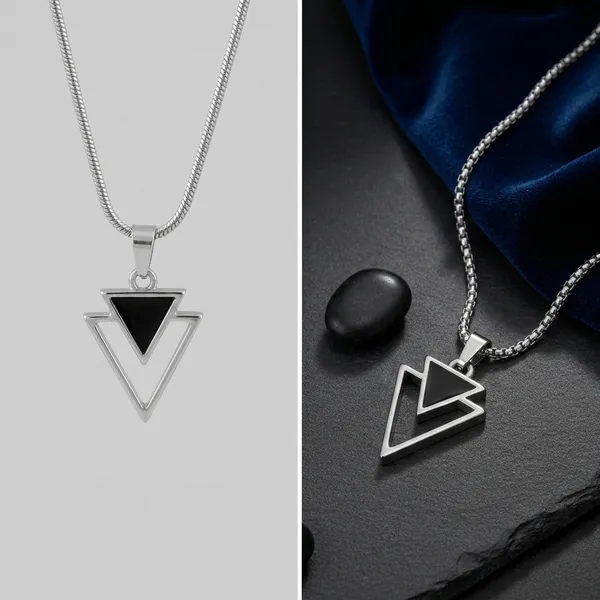 Geometric_Black_Onyx_Dual_Triangle_Pendant_For_Men_/_Boys_With_Chain,_Anti_Tarnish_Stainless_Steel_Modern_Style_Necklace