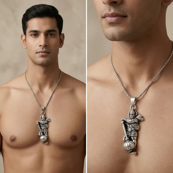 Stainless_Steel_Oxidised_Silver_Hanuman_Standing_Full_Body_Pendant_For_Men