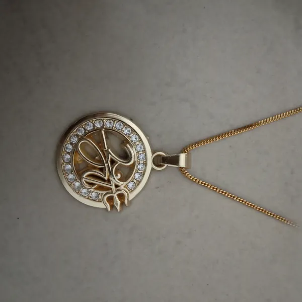 Stainless_Steel_Gold_Plated_Cz_Om_Trishul_Maa_Round_Pendant_For_Men