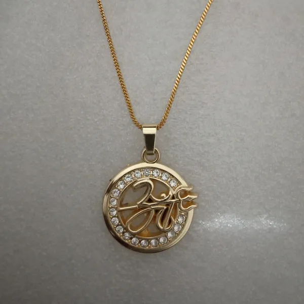 Stainless_Steel_Gold_Plated_Cz_Om_Trishul_Maa_Round_Pendant_For_Men
