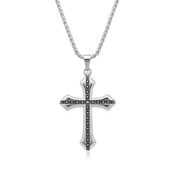 Gold_Silver_Stainless_Steel_Gothic_Black_Crystal_Cross_Pendant_Combo_For_Unisex