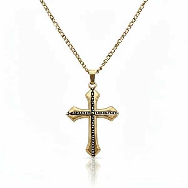 Gold_Silver_Stainless_Steel_Gothic_Black_Crystal_Cross_Pendant_Combo_For_Unisex