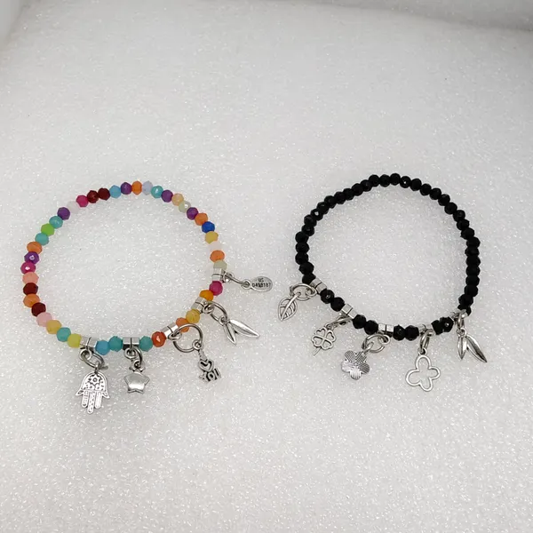 Multi_Color_Rainbow_And_Black_Crystal_Beaded_Charm_Bracelet_Combo_For_Women_And_Girls