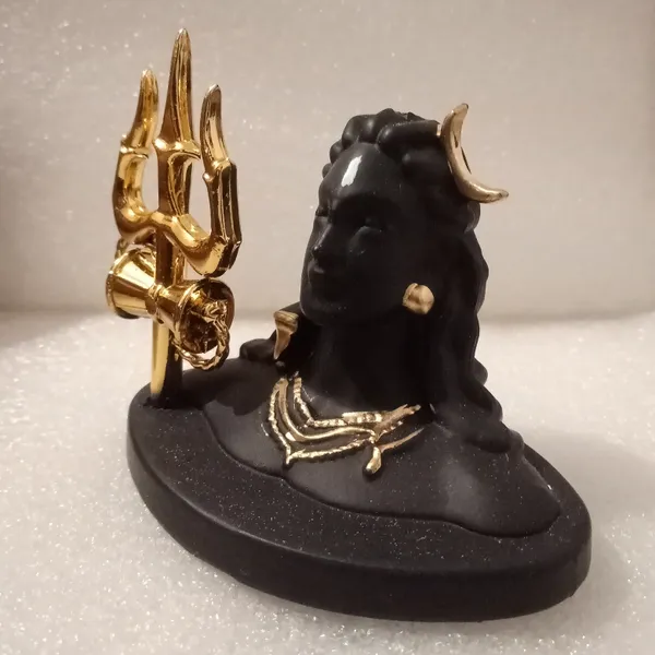 Polyresin_Adiyogi_Shiva_Bust_Idol_Black_Gold_Finish_With_Trishul