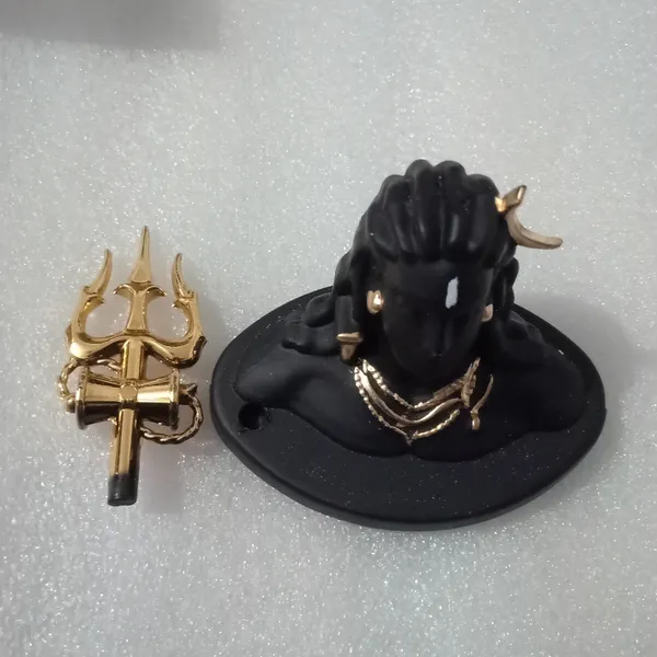 Polyresin_Adiyogi_Shiva_Bust_Idol_Black_Gold_Finish_With_Trishul