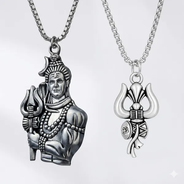 Stainless_Steel_Oxidised_Silver_Shiva_Trishul_Om_Damaru_Pendant_Combo_For_Men