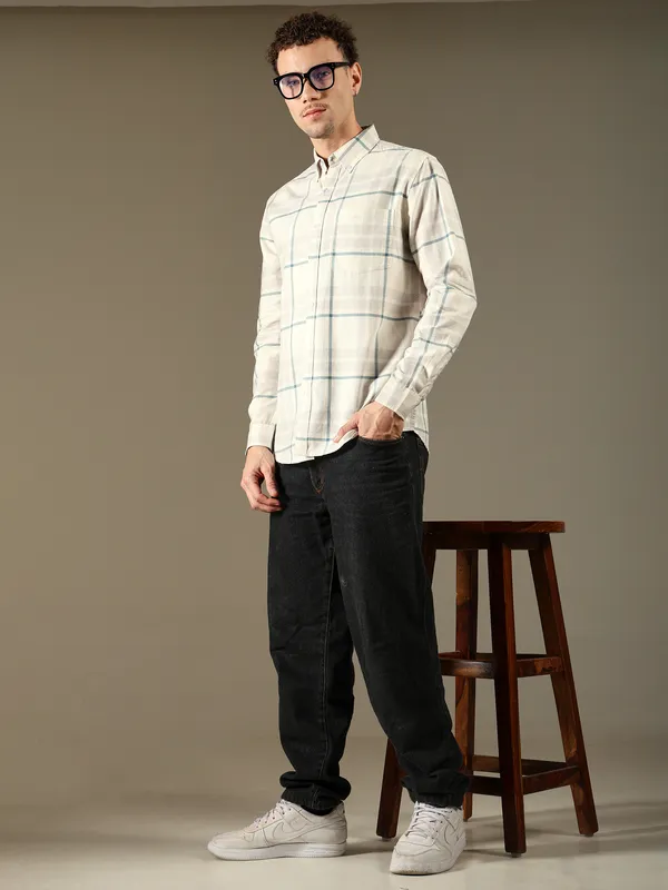 Cloud_Grid_Cotton_Shirt_For_Men