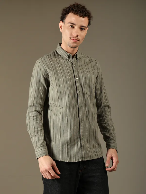 Olive_Line_Shirt_For_Men