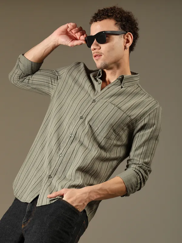 Olive_Line_Shirt_For_Men