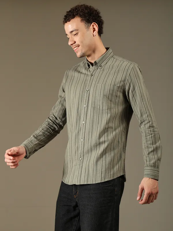 Olive_Line_Shirt_For_Men