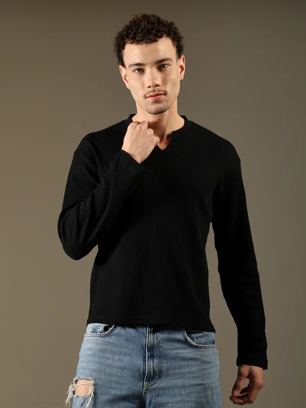 Black_Cotton_Fleece_Sweatshirt_For_Men