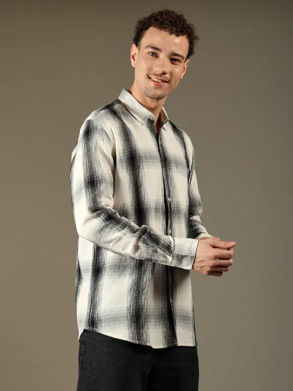 Noir_check_Cotton_Shirt_For_Men