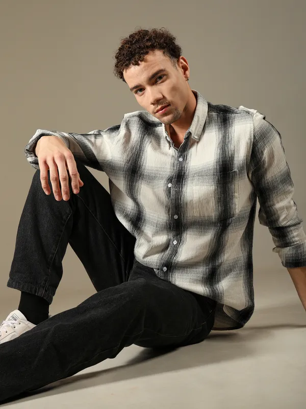 Noir_check_Cotton_Shirt_For_Men