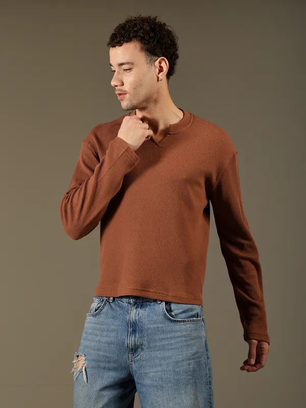 Brown_Cotton_Fleece_Sweatshirt_For_Men