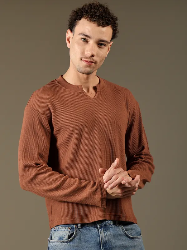 Brown_Cotton_Fleece_Sweatshirt_For_Men