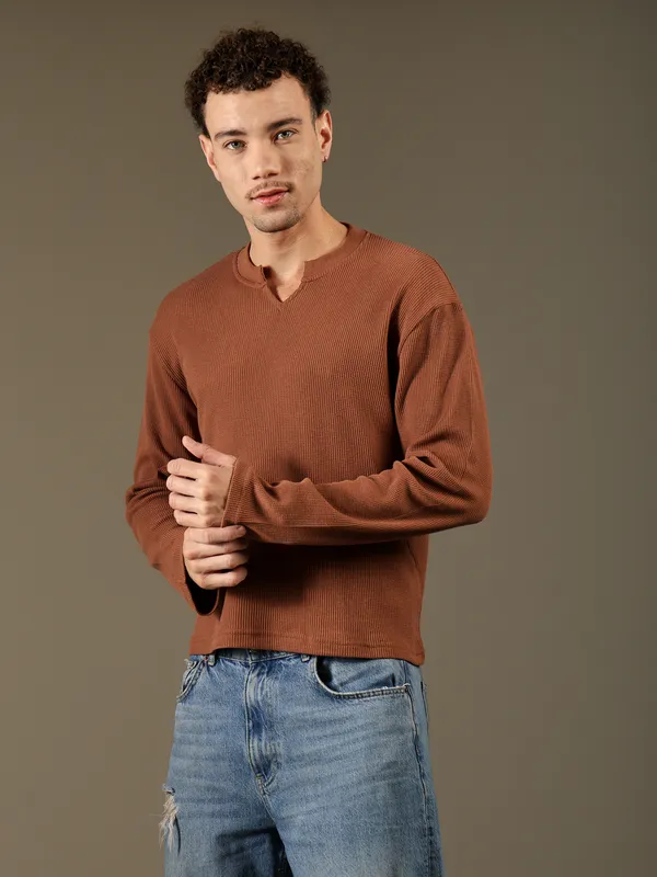 Brown_Cotton_Fleece_Sweatshirt_For_Men