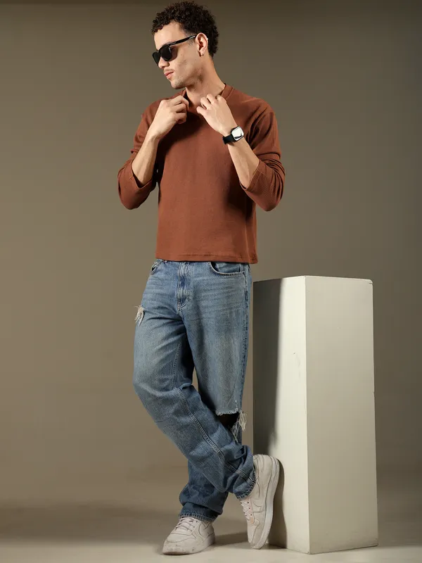 Brown_Cotton_Fleece_Sweatshirt_For_Men