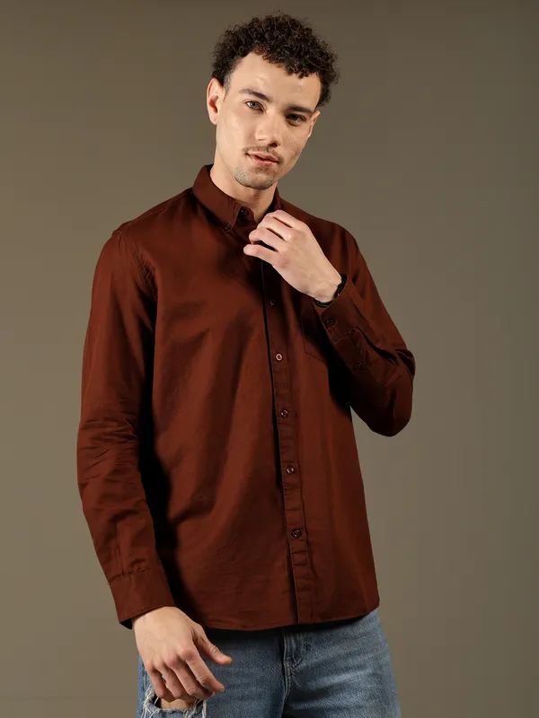 Rust_Brown_Cotton_100%_Pure_Linen_Shirt_for_Men__Lightweight_&_Breathable_Shirt_For_Men