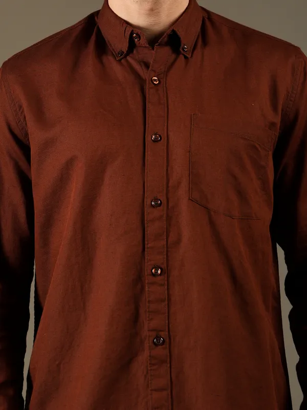 Rust_Brown_Cotton_100%_Pure_Linen_Shirt_for_Men__Lightweight_&_Breathable_Shirt_For_Men