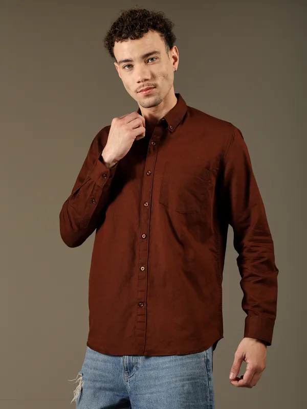 Rust_Brown_Cotton_100%_Pure_Linen_Shirt_for_Men__Lightweight_&_Breathable_Shirt_For_Men