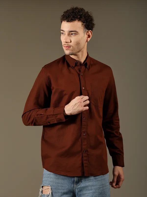 Rust_Brown_Cotton_100%_Pure_Linen_Shirt_for_Men__Lightweight_&_Breathable_Shirt_For_Men