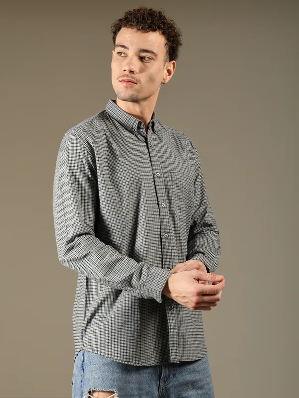 Grey_Micro_Check_Cotton_Shirt_For_Men