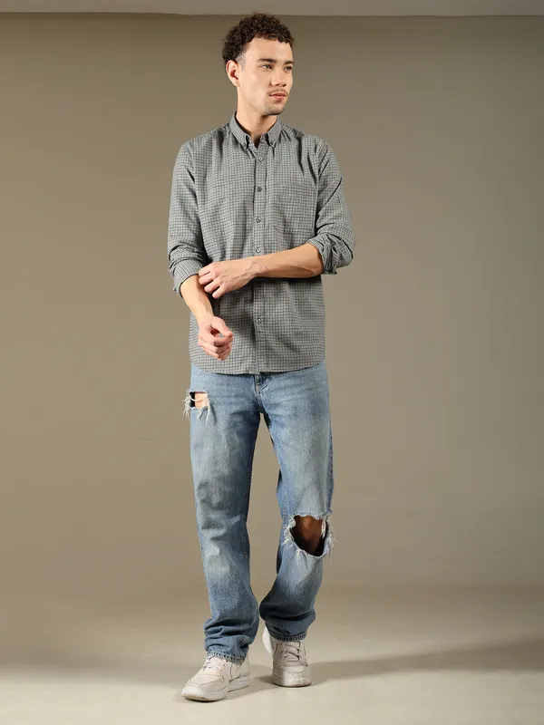 Grey_Micro_Check_Cotton_Shirt_For_Men