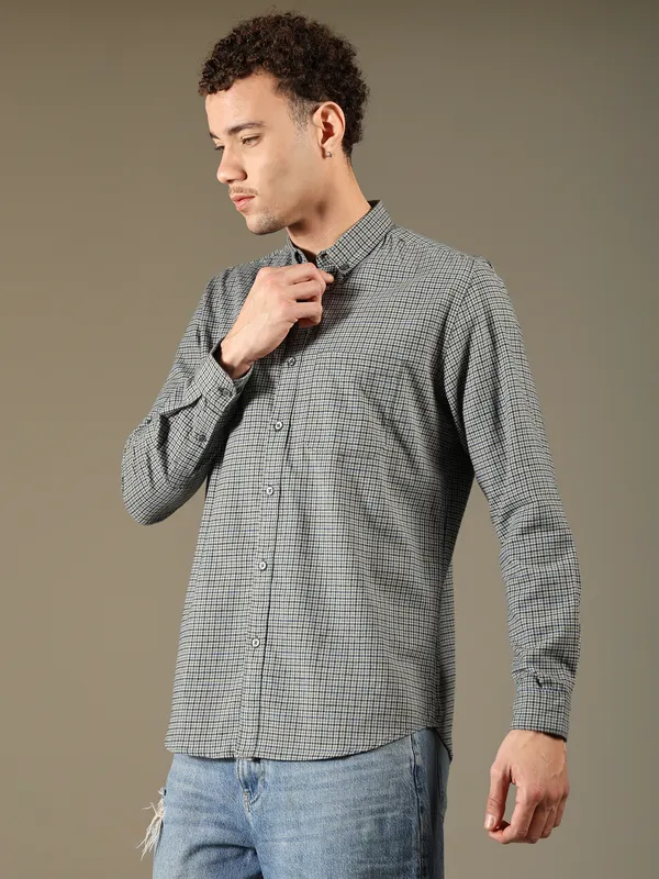Grey_Micro_Check_Cotton_Shirt_For_Men