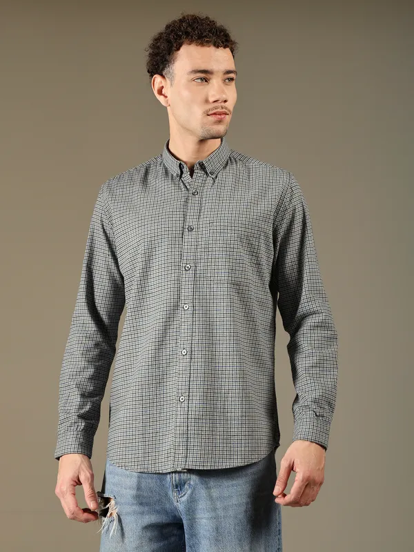 Grey_Micro_Check_Cotton_Shirt_For_Men